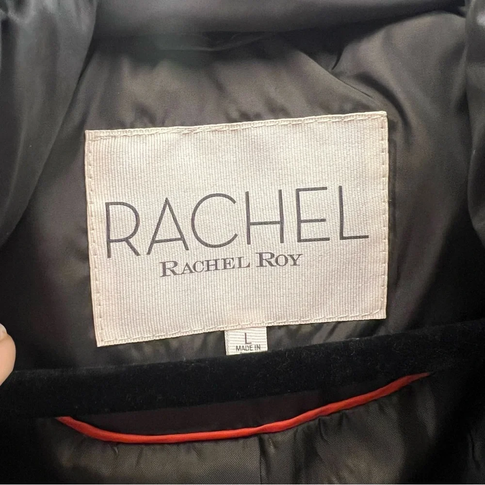 Rachel Roy Olive Green Winter Puffer Coat with fur hood size Large - Picture 3 of 6